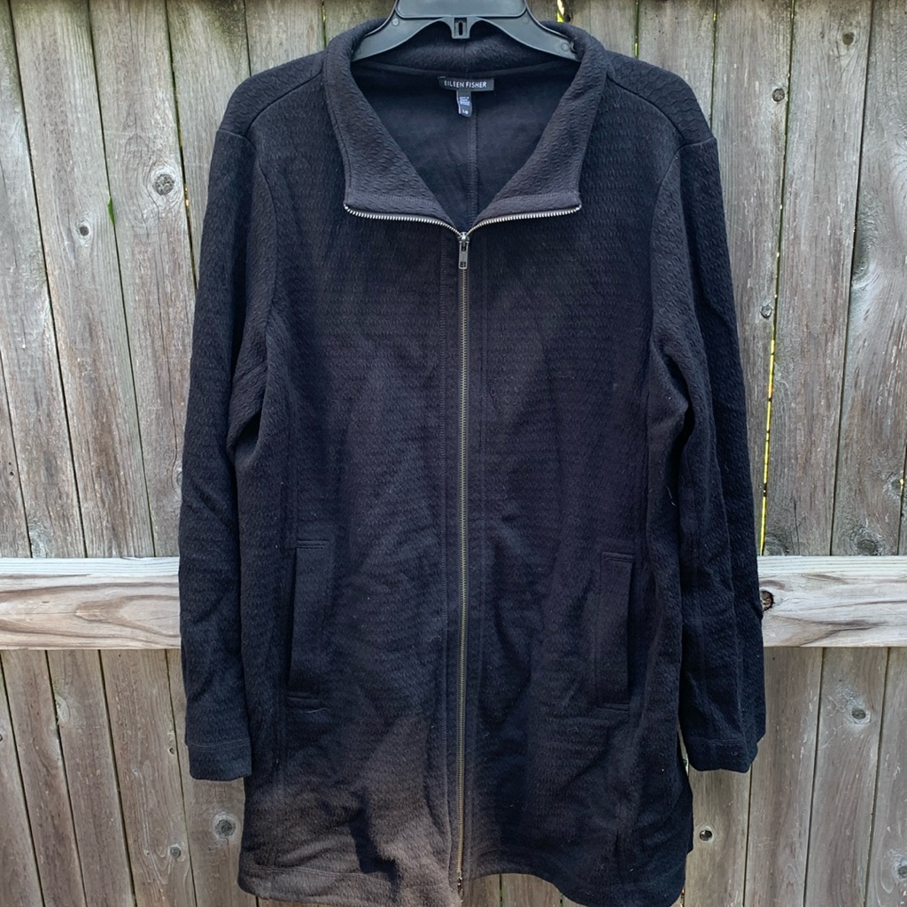 Eileen Fisher Large Zip Sweater Coat.